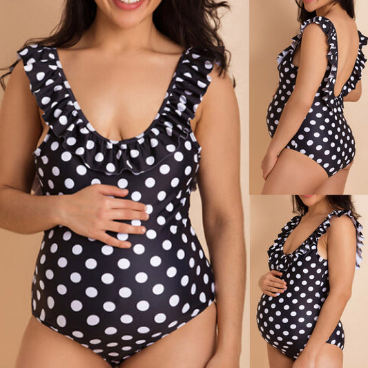 Pregnant women one-piece polka dot swimsuit