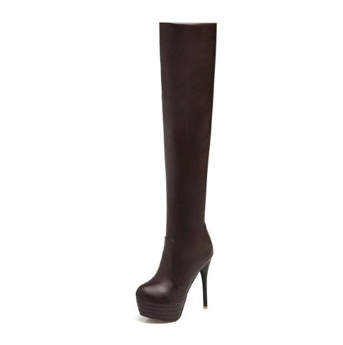 WETKISS Plus Taille Nouvelle Automne Hiver Plate-Forme Bout Rond 13 Cm Mince Talons Hauts Sur Le Genou Bottes Cuissardes Bottes Femmes