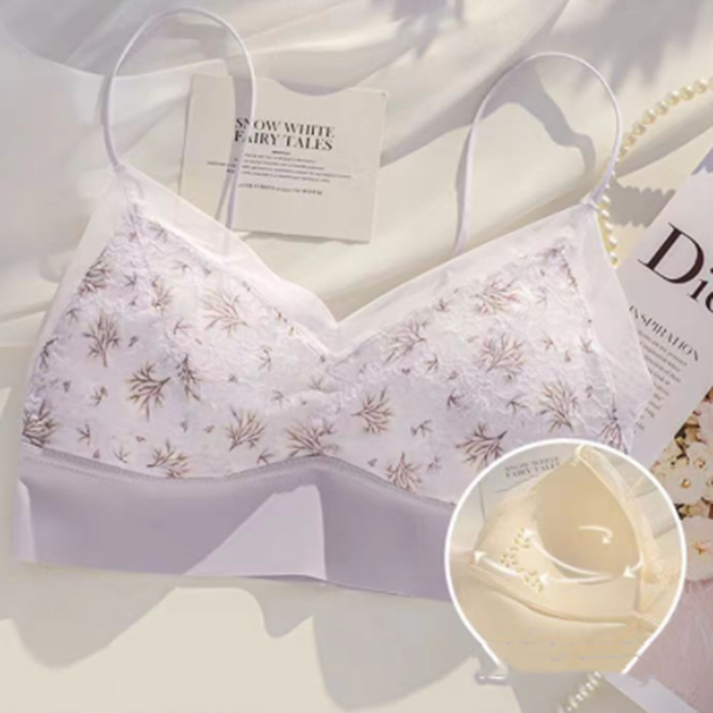 French Thin Belt Thin Underwear Women No Steel Ring Hole Cup Beautiful Back