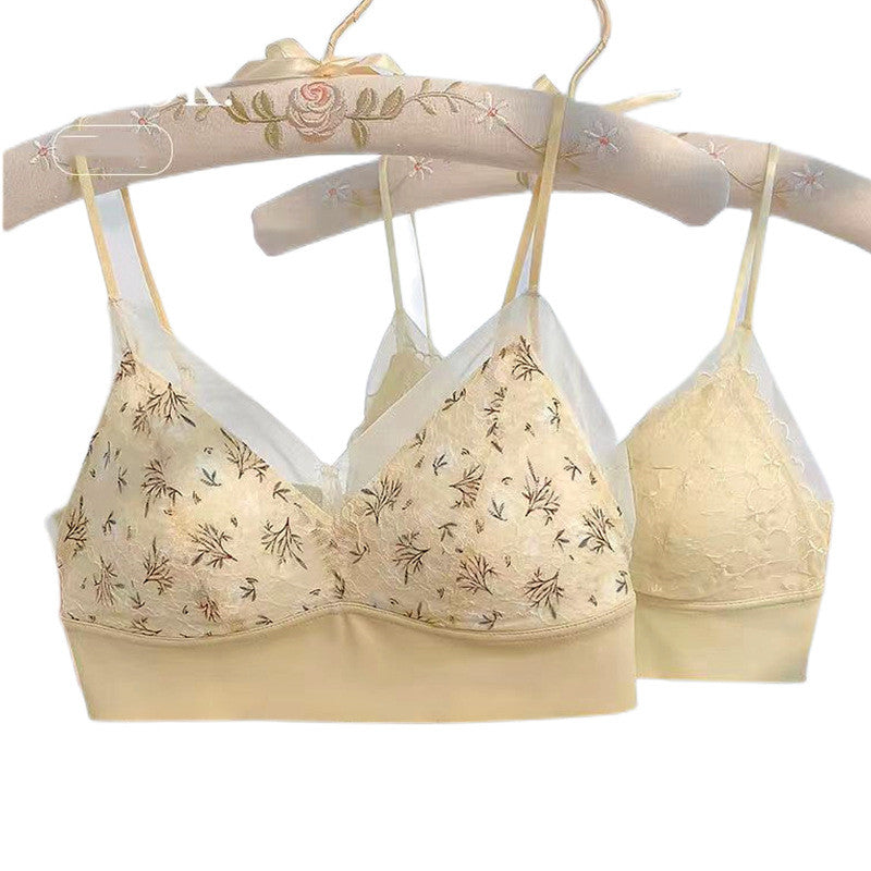 French Thin Belt Thin Underwear Women No Steel Ring Hole Cup Beautiful Back
