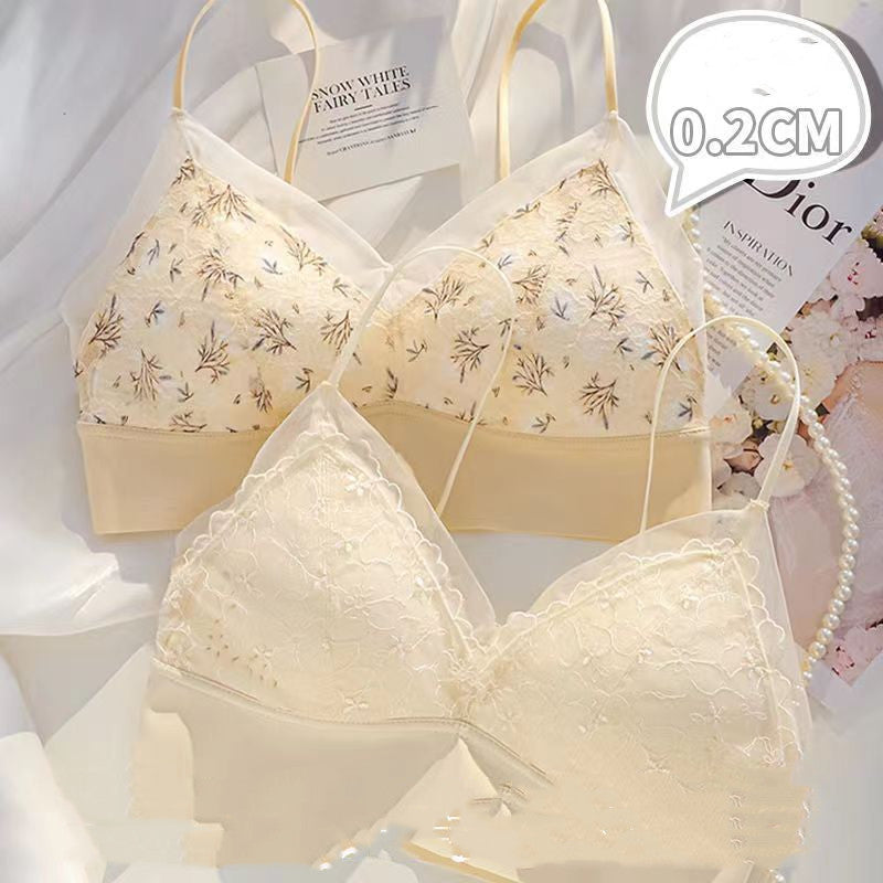 French Thin Belt Thin Underwear Women No Steel Ring Hole Cup Beautiful Back