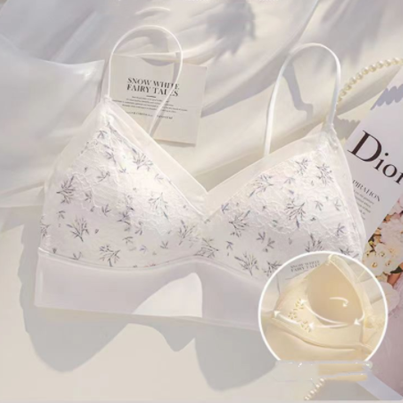 French Thin Belt Thin Underwear Women No Steel Ring Hole Cup Beautiful Back
