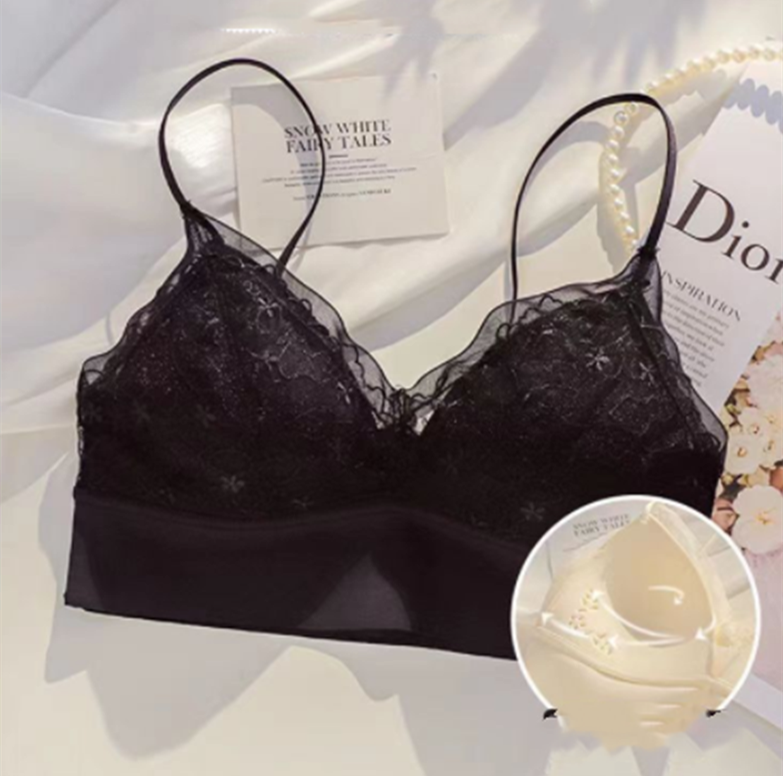 French Thin Belt Thin Underwear Women No Steel Ring Hole Cup Beautiful Back