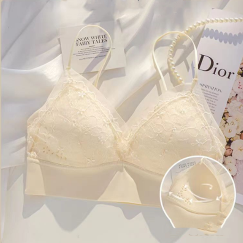 French Thin Belt Thin Underwear Women No Steel Ring Hole Cup Beautiful Back