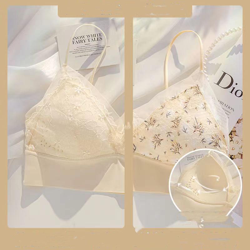 French Thin Belt Thin Underwear Women No Steel Ring Hole Cup Beautiful Back